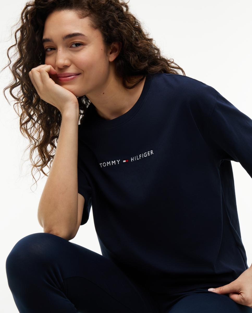Camiseta de mujer de manga corta con logo - Tommy Hilfiger - Azul oscuro Azul oscuro-2