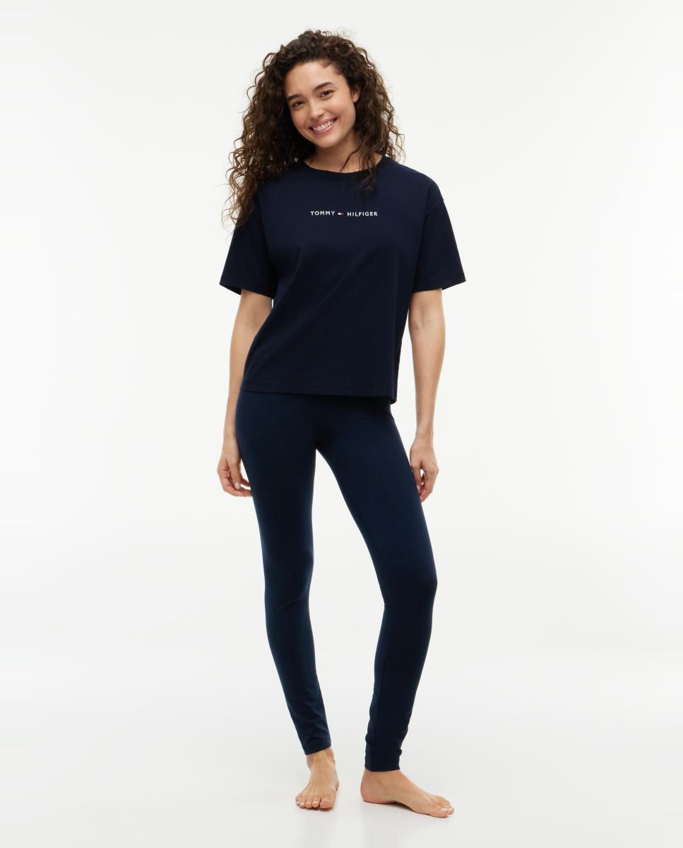 Camiseta de mujer de manga corta con logo - Tommy Hilfiger - Azul oscuro Azul oscuro-5