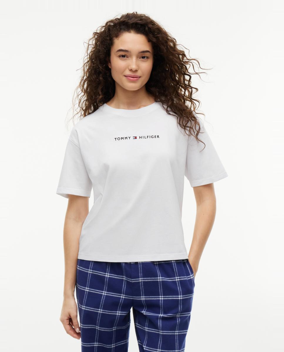 Camiseta de mujer de manga corta con logo - Tommy Hilfiger - Blanco Blanco-1