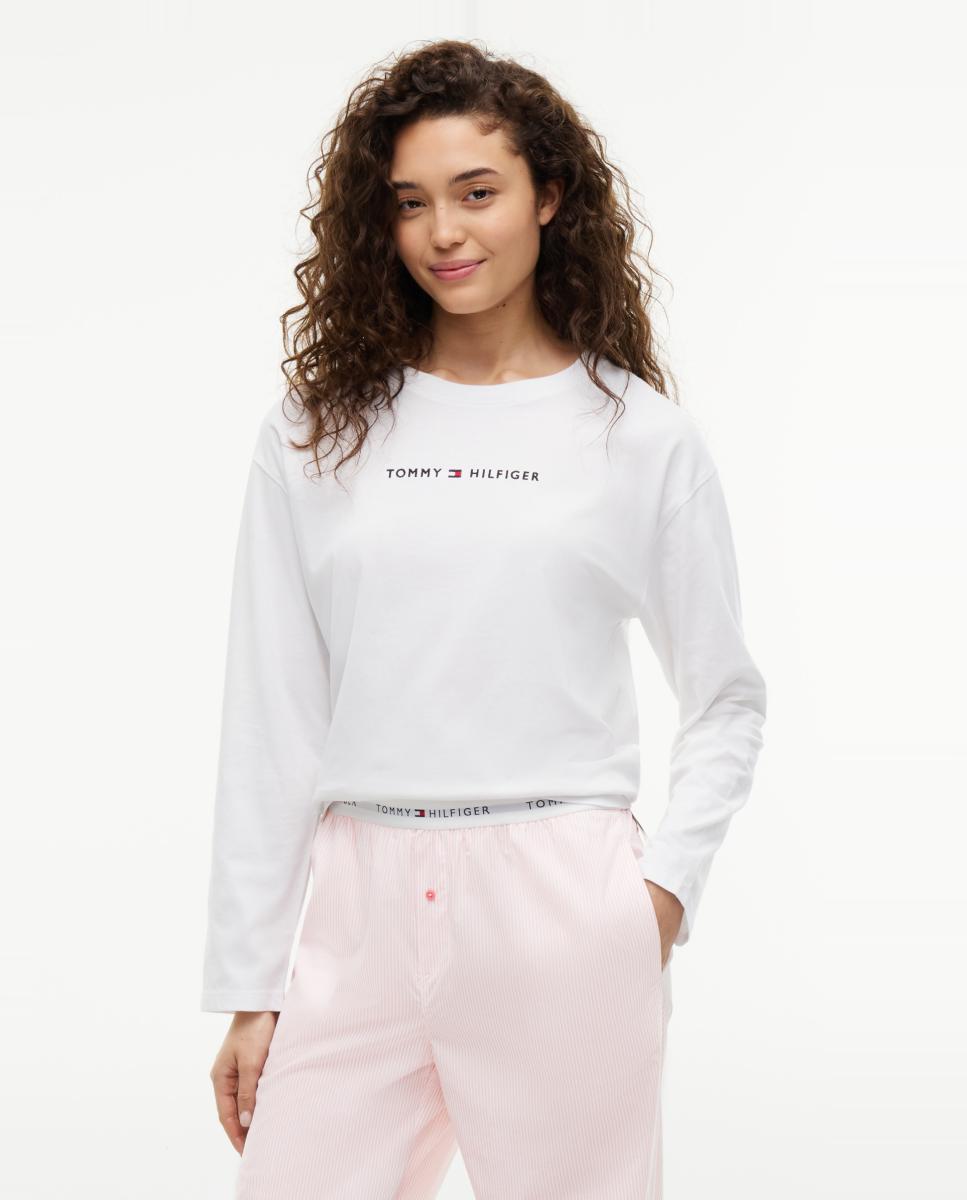 Camiseta de mujer de manga larga con logo - Tommy Hilfiger - Blanco Blanco-1