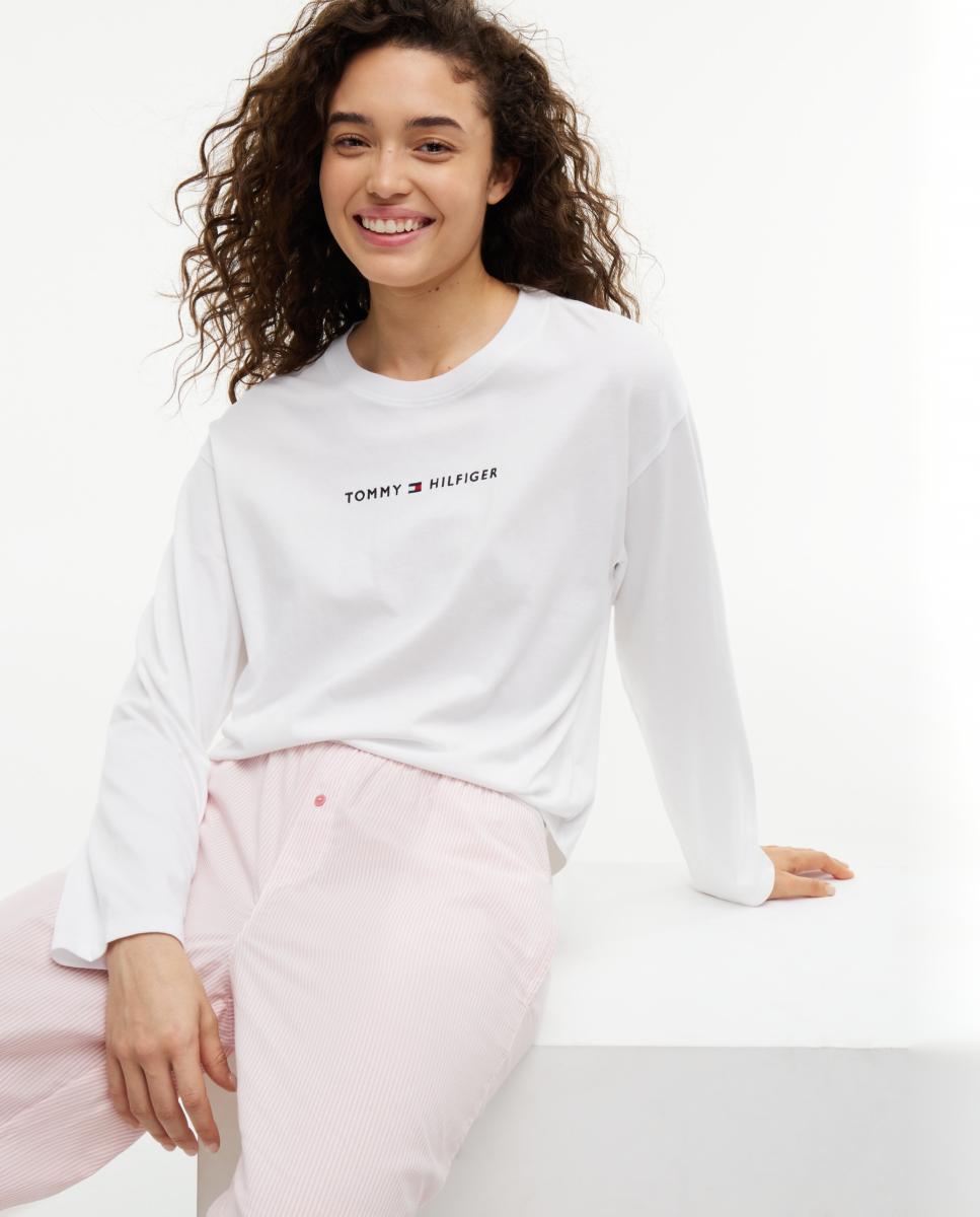 Camiseta de mujer de manga larga con logo - Tommy Hilfiger - Blanco Blanco-2