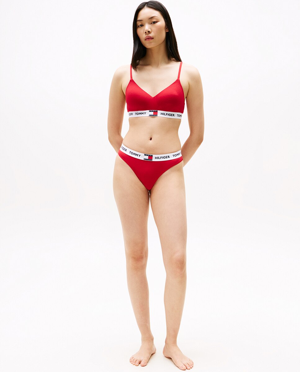 Bralette Push-Up com Logótipo no Cós Vermelho-6