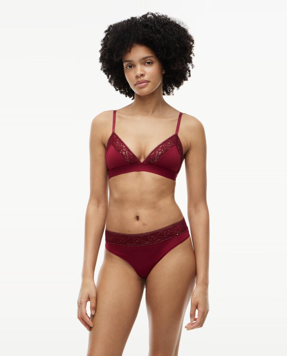 Soutien triangular com renda Vermelho-2