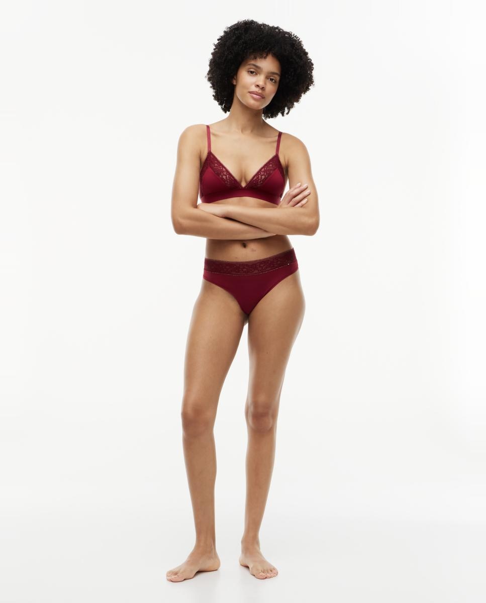 Soutien triangular com renda Vermelho-5