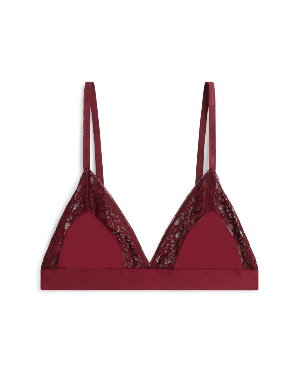 Soutien triangular com renda Vermelho-4