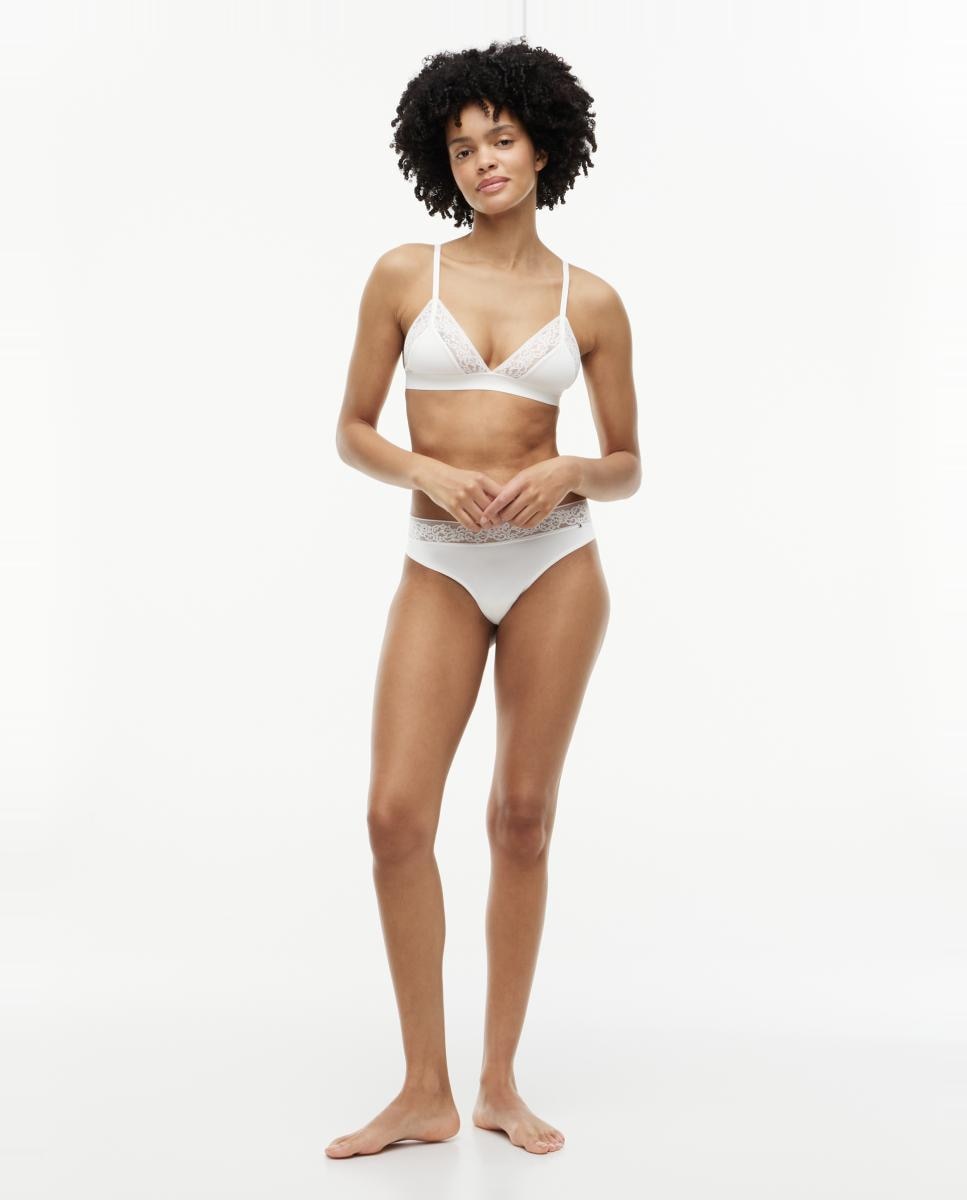 Soutien triangular com renda Branco-5