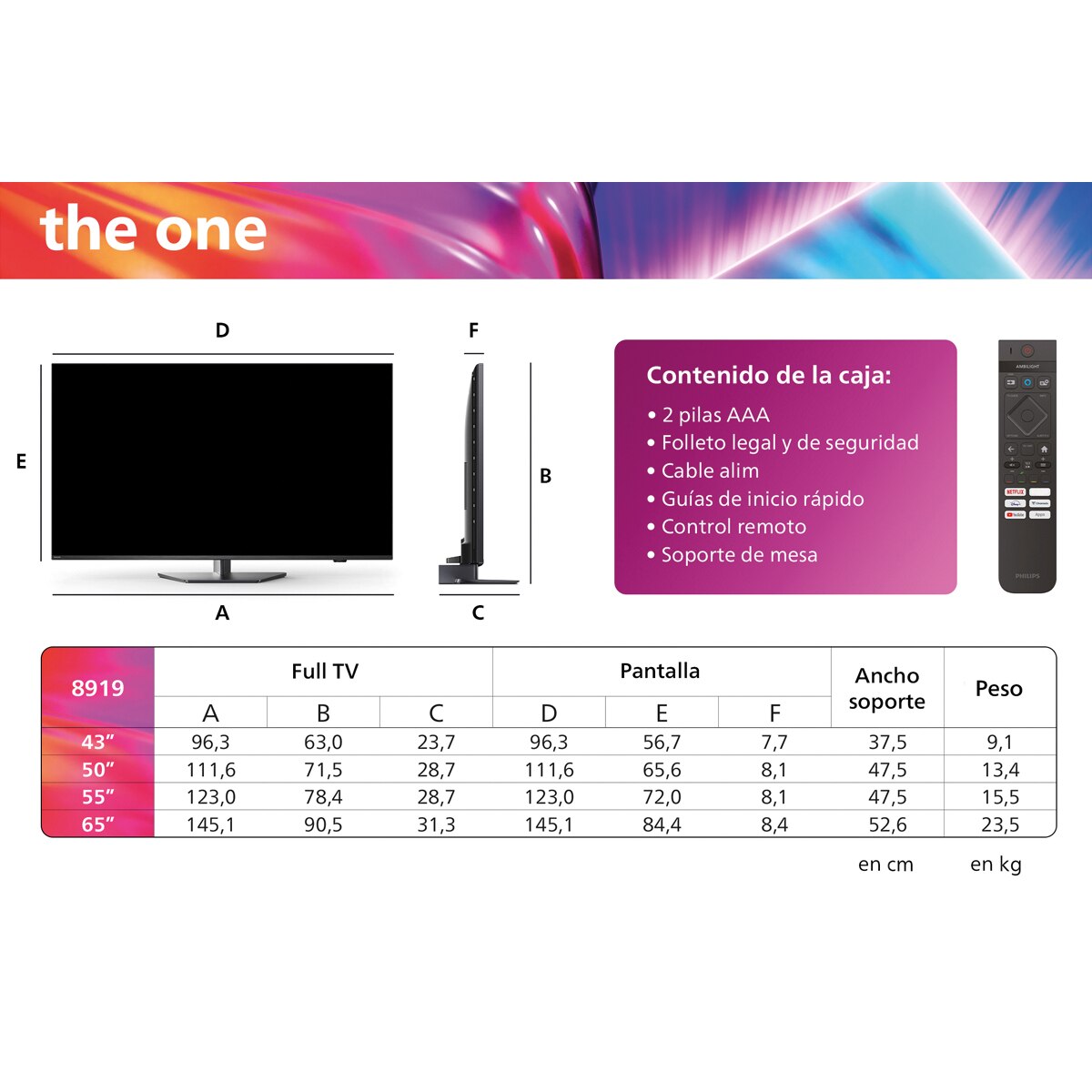 TV LED 139cm (55") Philips Ambilight The One 55PUS8919 UHD 4K, Dolby Vision y Dolby Atmos, Titan OS, Smart TV (Reacondicionado Grado D) - Gris Antracita Gris Antracita-2