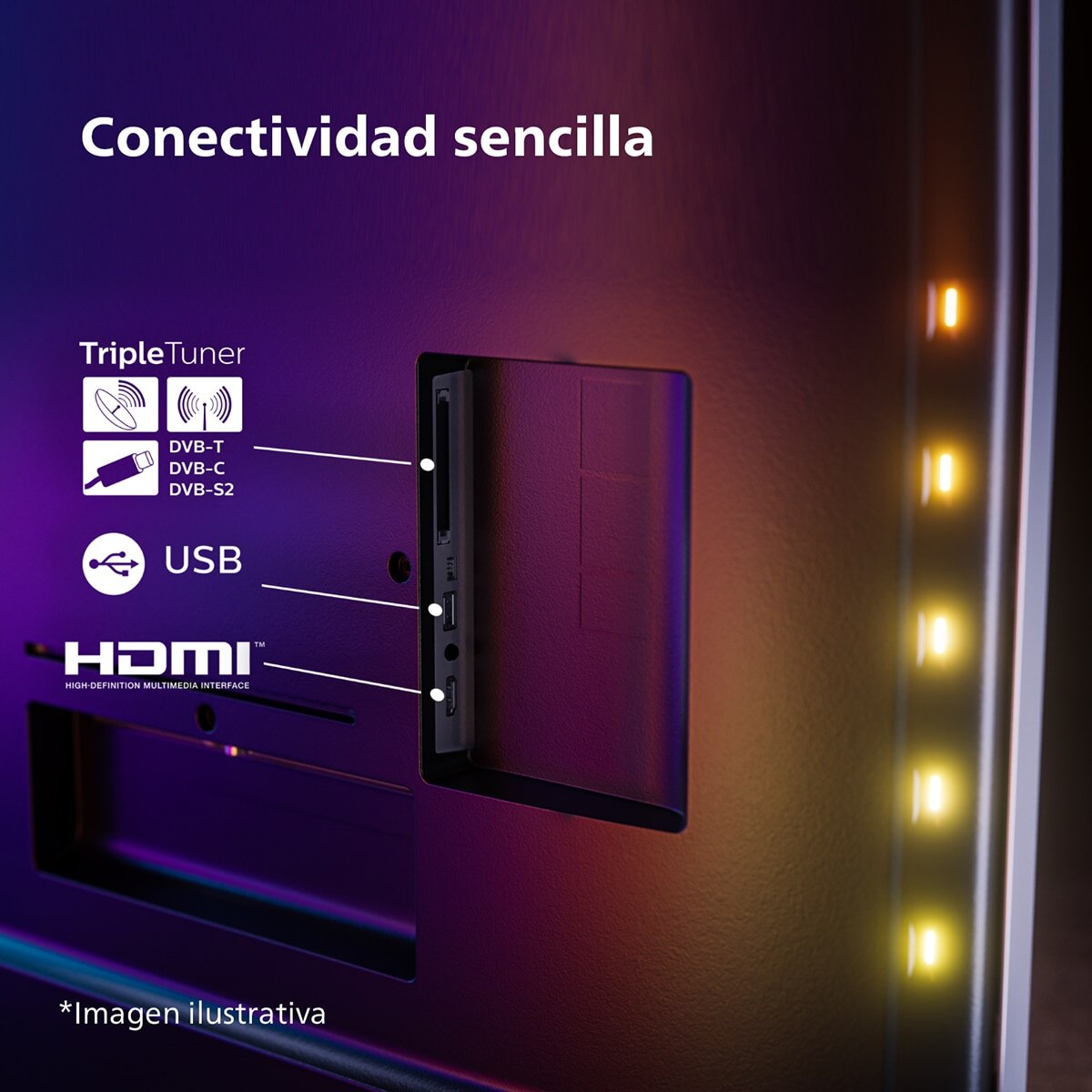 TV LED 139cm (55") Philips Ambilight The One 55PUS8919 UHD 4K, Dolby Vision y Dolby Atmos, Titan OS, Smart TV (Reacondicionado Grado D) - Gris Antracita Gris Antracita-10