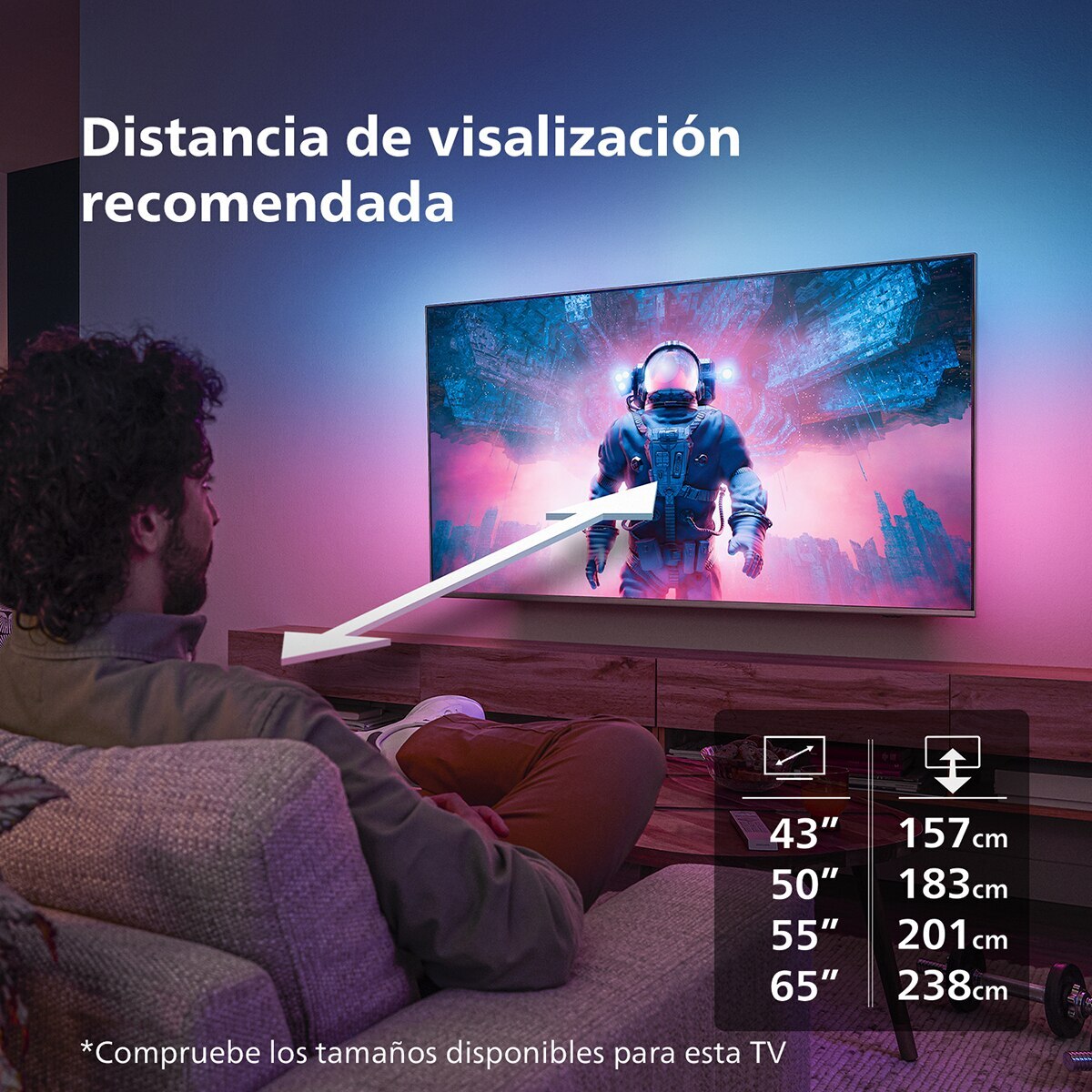 TV LED 139cm (55") Philips Ambilight The One 55PUS8919 UHD 4K, Dolby Vision y Dolby Atmos, Titan OS, Smart TV (Reacondicionado Grado D) - Gris Antracita Gris Antracita-11