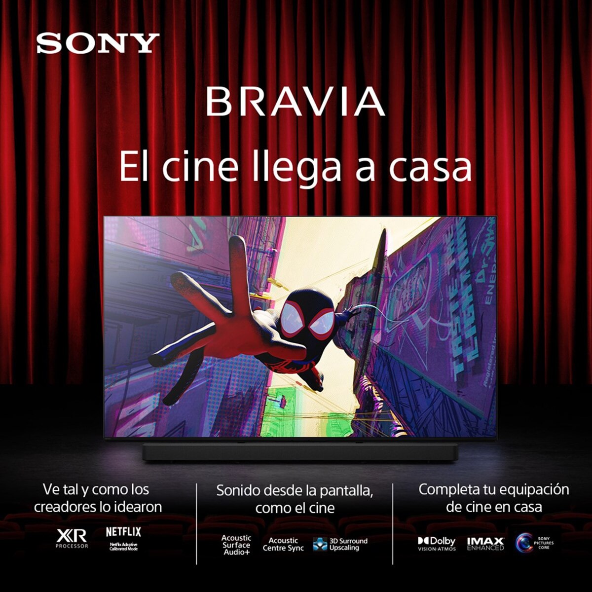 TV 65" Sony BRAVIA 7 65XR70 Mini LED, 4K HDR, Google TV, Smart TV, Funciones para PS5, IMAX Enhanced, Dolby Vision Atmos, Chromecast, AirPlay (Reacondicionado Grado D) - Negro Negro-2