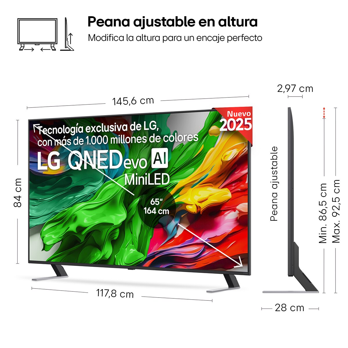 TV QNED evo MiniLED AI 164cm (65") LG 65QNED85A6C, 4K Smart TV (Reacondicionado Grado B) Negro Negro-2