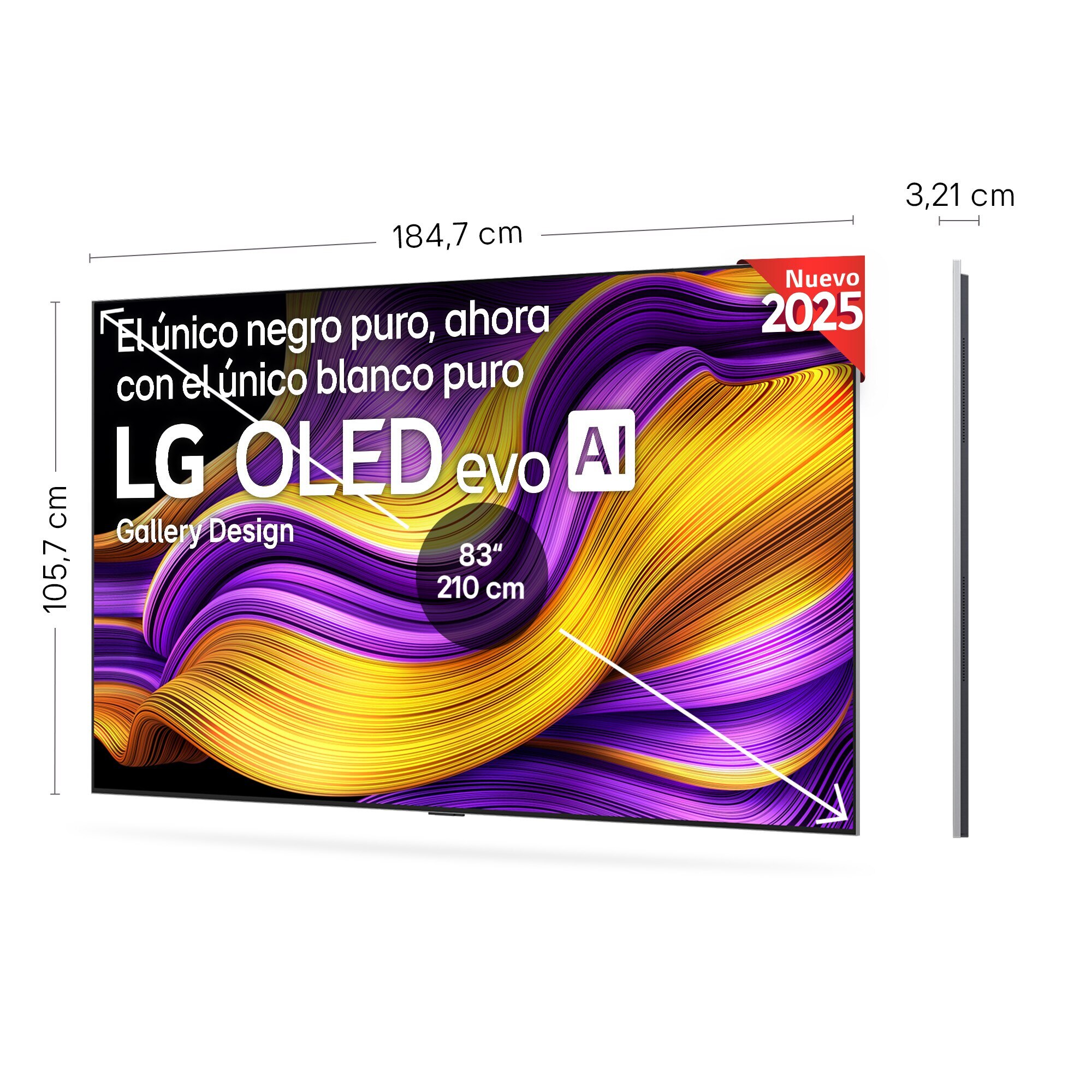 Imagen 3 de TV OLED evo AI G5 210cm (83") LG OLED83G55LW, Smart TV 4K, soporte pared incluido (Reacondicionado Grado A) - Negro Negro