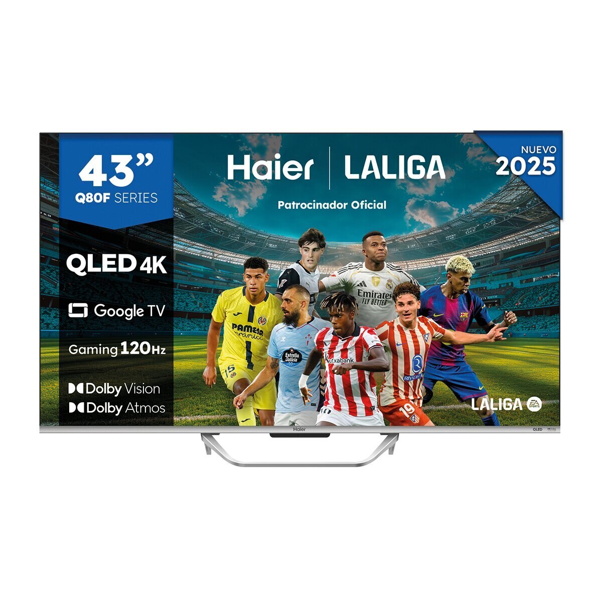 Haier - TV QLED 108 cm (43") Haier H43Q80FUX UHD 4K, Peana central, Smart Google TV, HDR10+, Dolby Atmos & Vision, Gaming 120Hz (Reacondicion.