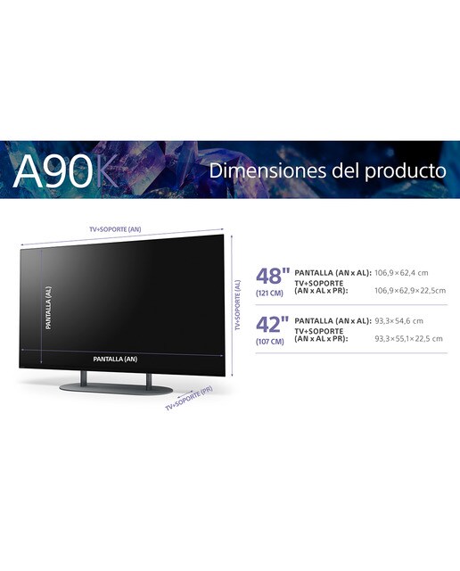 TV 48" Sony BRAVIA XR-48A90K OLED 4K HDR, Google TV, Smart TV, XR Cognitive Processor, XR Triluminos Pro (Reacondicionado Grado C) - Negro Negro-6