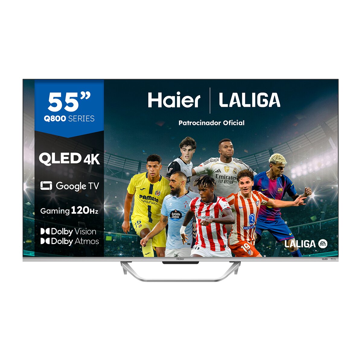 Haier - TV QLED 138 cm (55") Haier H55Q800UX Q8 Series, 4K UHD, Smart TV Google TV, Dolby Atmos (Reacondicionado Grado C).