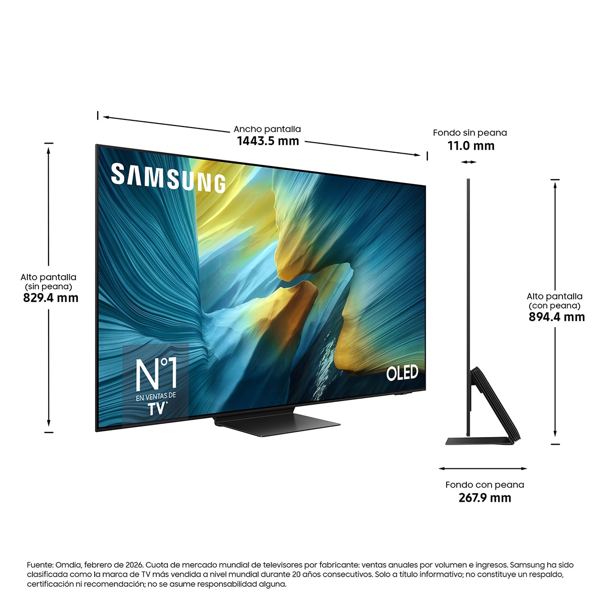 TV OLED 163cm (65") Samsung TQ65S95FATXXC 4K Vision AI Glare Free Smart TV (Reacondicionado Grado C) - Negro Negro-2