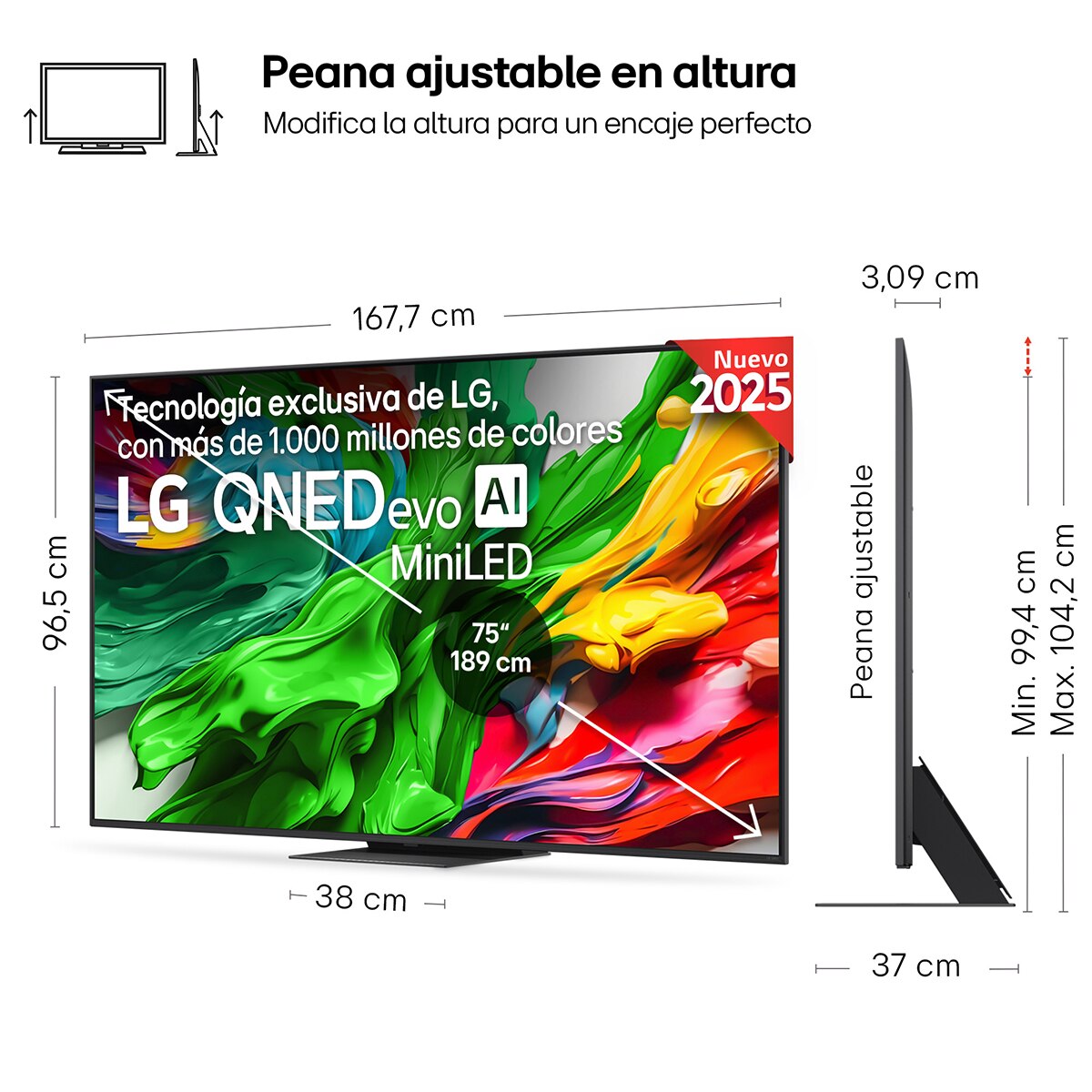 TV QNED evo MiniLED AI 189cm (75") LG 75QNED86A6A, 4K Smart TV (Reacondicionado Grado C) - Negro Negro-2