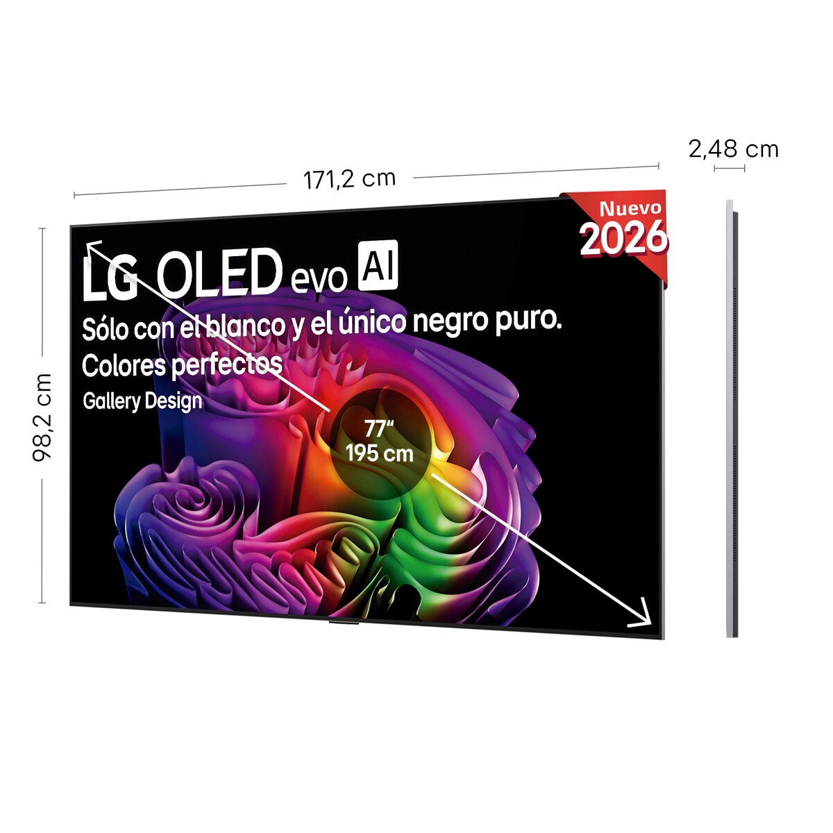 TV OLED evo 195 cm (77") LG OLED77G68LW 4K, Smart TV, AI, G6, soporte pared incluido (Reacondicionado Grado A) - Gris oscuro / Negro Gris oscuro / Negro-2