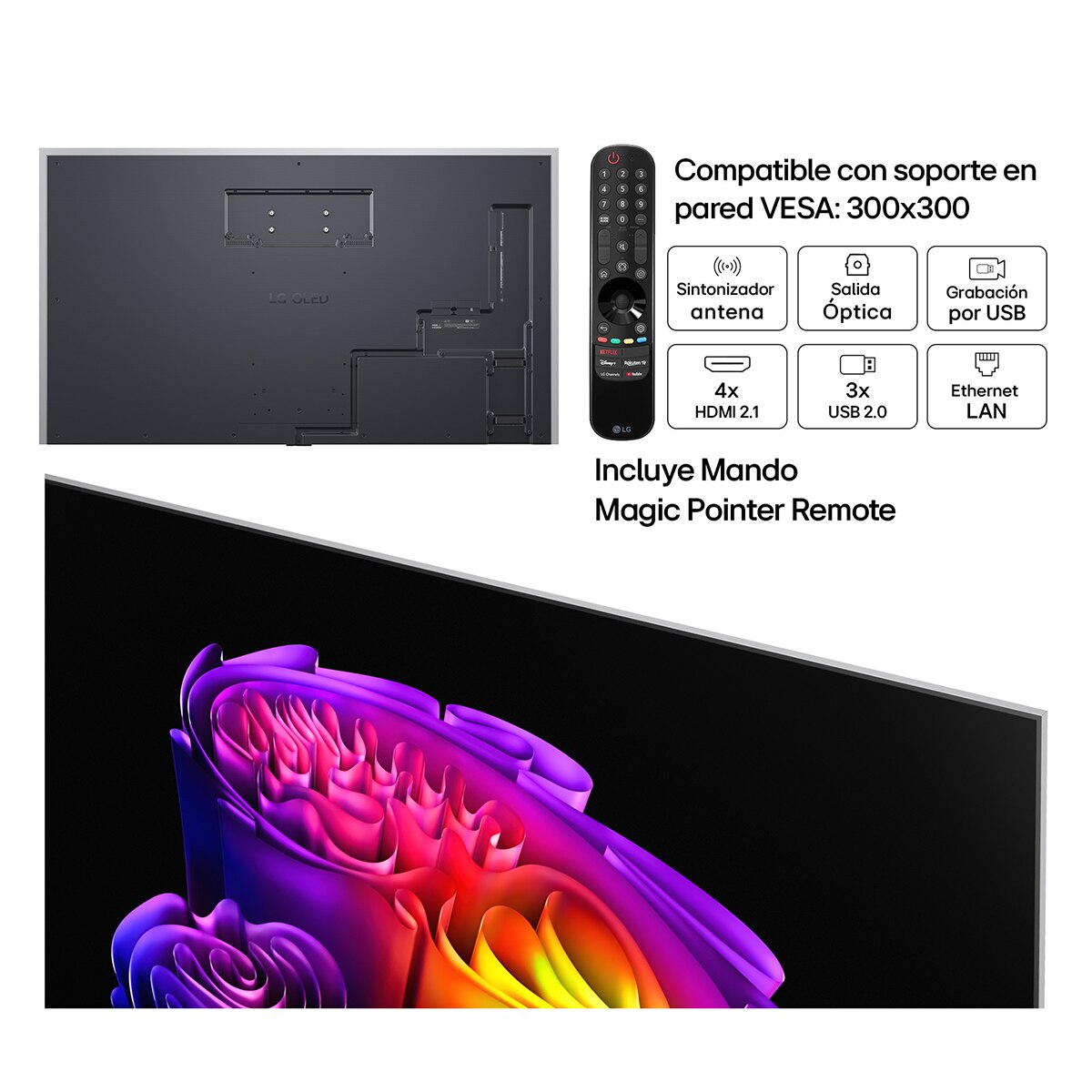 TV OLED evo 195 cm (77") LG OLED77G68LW 4K, Smart TV, AI, G6, soporte pared incluido (Reacondicionado Grado A) - Gris oscuro / Negro Gris oscuro / Negro-3