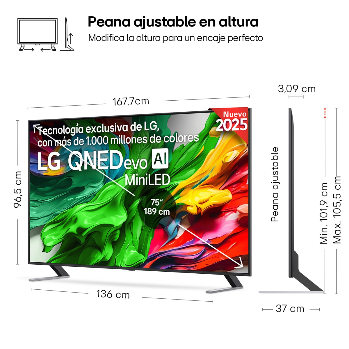 TV QNED evo MiniLED AI 189cm (75") LG 75QNED85A6C, 4K Smart TV (Reacondicionado Grado C) - Negro Negro-2