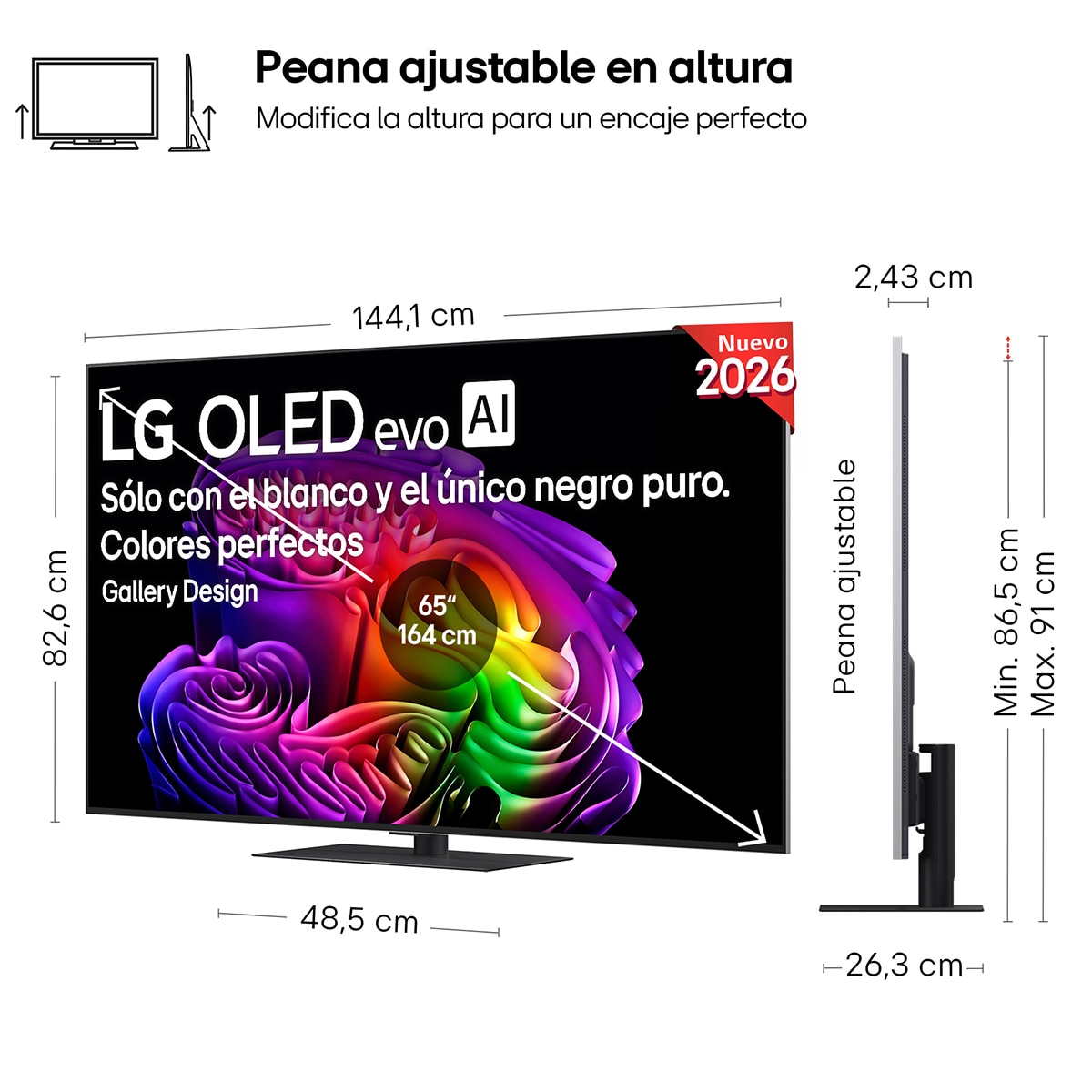 TV OLED evo 164 cm (65") LG OLED65G66LS 4K, Smart TV, AI, G6 (Reacondicionado Grado A) - Gris oscuro / Negro Gris oscuro / Negro-2