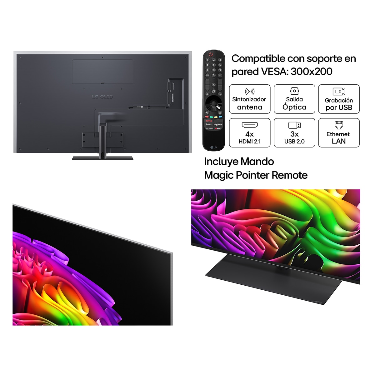 TV OLED evo 164 cm (65") LG OLED65G66LS 4K, Smart TV, AI, G6 (Reacondicionado Grado A) - Gris oscuro / Negro Gris oscuro / Negro-3