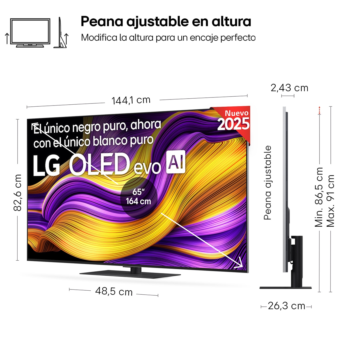 TV OLED evo AI G5 164cm (65") LG OLED65G56LS, Smart TV 4K (Reacondicionado Grado A) - Negro Negro-2