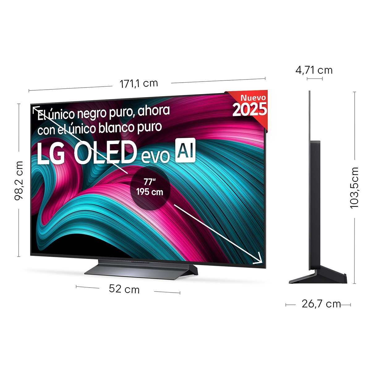 TV OLED evo AI C5 195cm (77") LG OLED77C56LB, Smart TV 4K (Reacondicionado Grado D) - Negro Negro-2