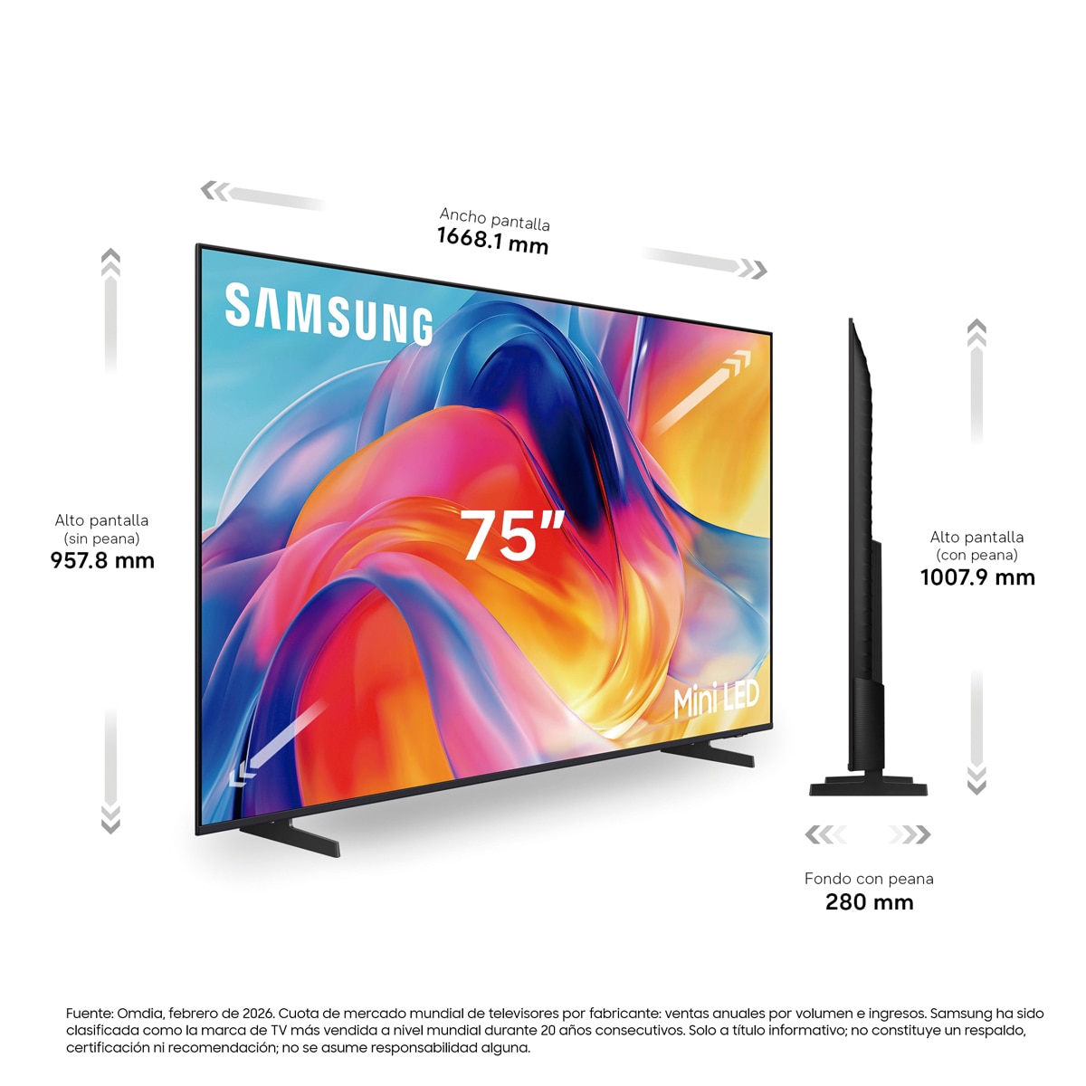 TV Mini LED 189cm (75") Samsung TU75M73HAUXXC 4K Smart TV con Vision AI Football Mode (Reacondicionado Grado A) - Negro Negro-2