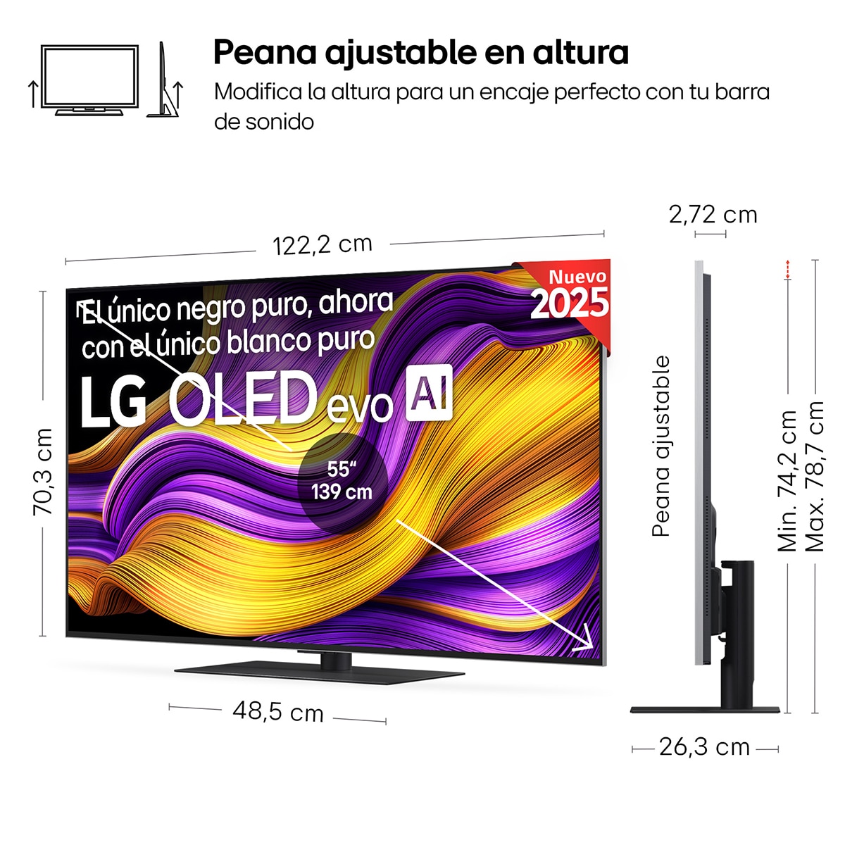 TV OLED evo AI G5 139cm (55") LG OLED55G56LS, Smart TV 4K (Reacondicionado Grado C) - Negro Negro-2