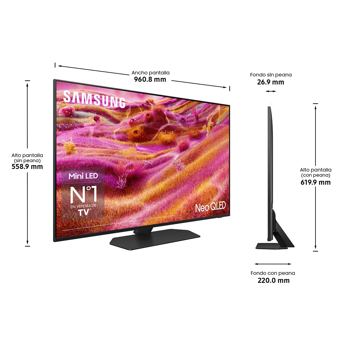 TV Neo QLED MiniLED 108cm (43") Samsung TQ43QN90FATXXC 4K MiniLED Vision AI Smart TV (Reacondicionado Grado D) - Negro Negro-2