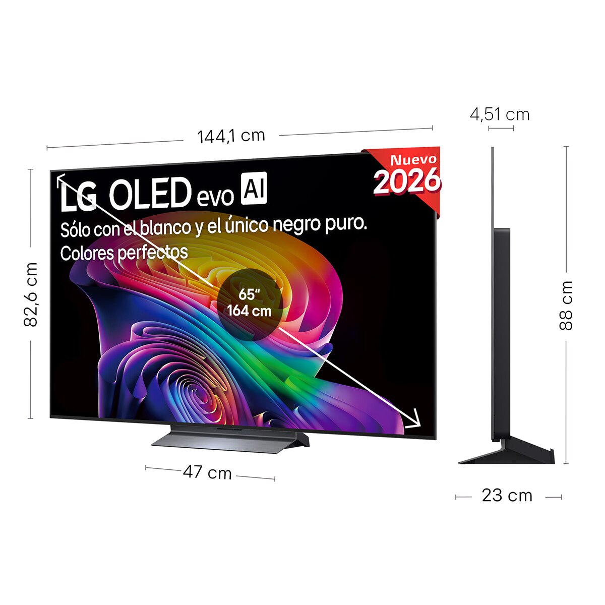 TV OLED evo 164 cm (65") LG OLED65C66LB 4K, Smart TV, AI, C6 (Reacondicionado Grado A) - Gris oscuro / Negro Gris oscuro / Negro-2