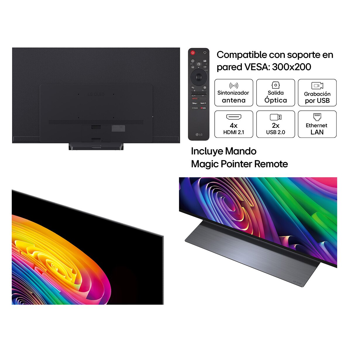 TV OLED evo 164 cm (65") LG OLED65C66LB 4K, Smart TV, AI, C6 (Reacondicionado Grado A) - Gris oscuro / Negro Gris oscuro / Negro-3