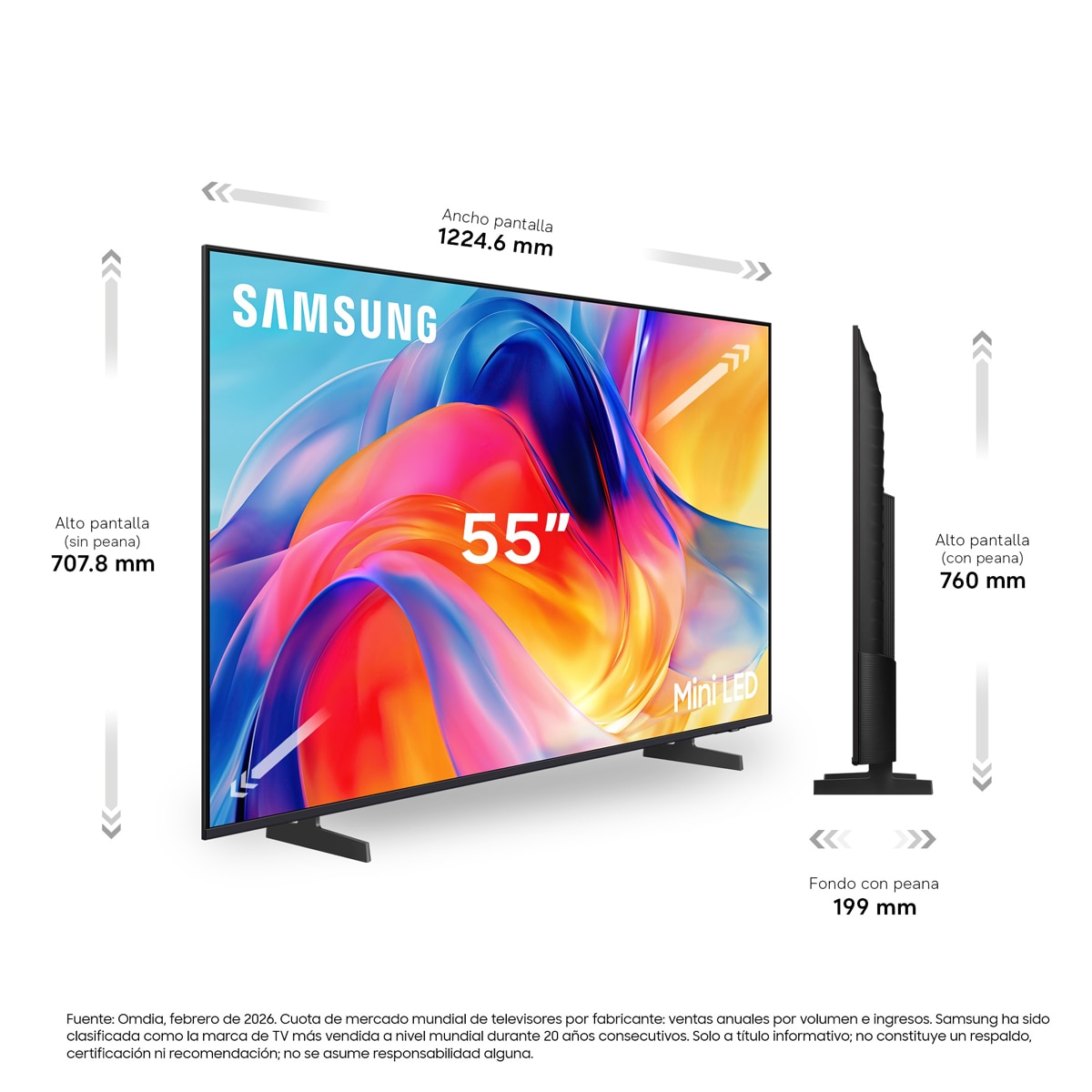 TV Mini LED 138cm (55") Samsung TU55M72HAUXXC 4K Smart TV con Vision AI Football Mode (Reacondicionado Grado A) - Negro Negro-2