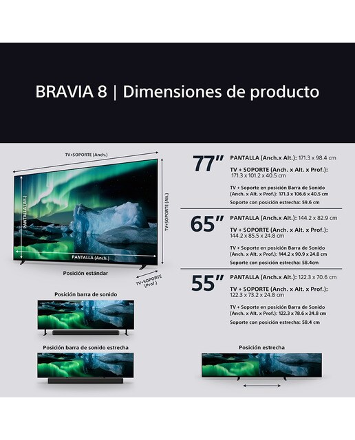 TV 65" Sony BRAVIA 8 65XR84 OLED, 4K HDR, Google TV, Smart TV, Funciones para PS5, IMAX Enhanced, Dolby Vision Atmos, Chromecast, Apple AirPlay (Reacondicionado Grado D) 9