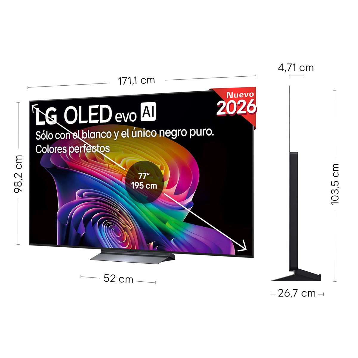 TV OLED evo 195 cm (77") LG OLED77C66LB 4K, Smart TV, AI, C6 (Reacondicionado Grado A) - Gris oscuro / Negro Gris oscuro / Negro-2