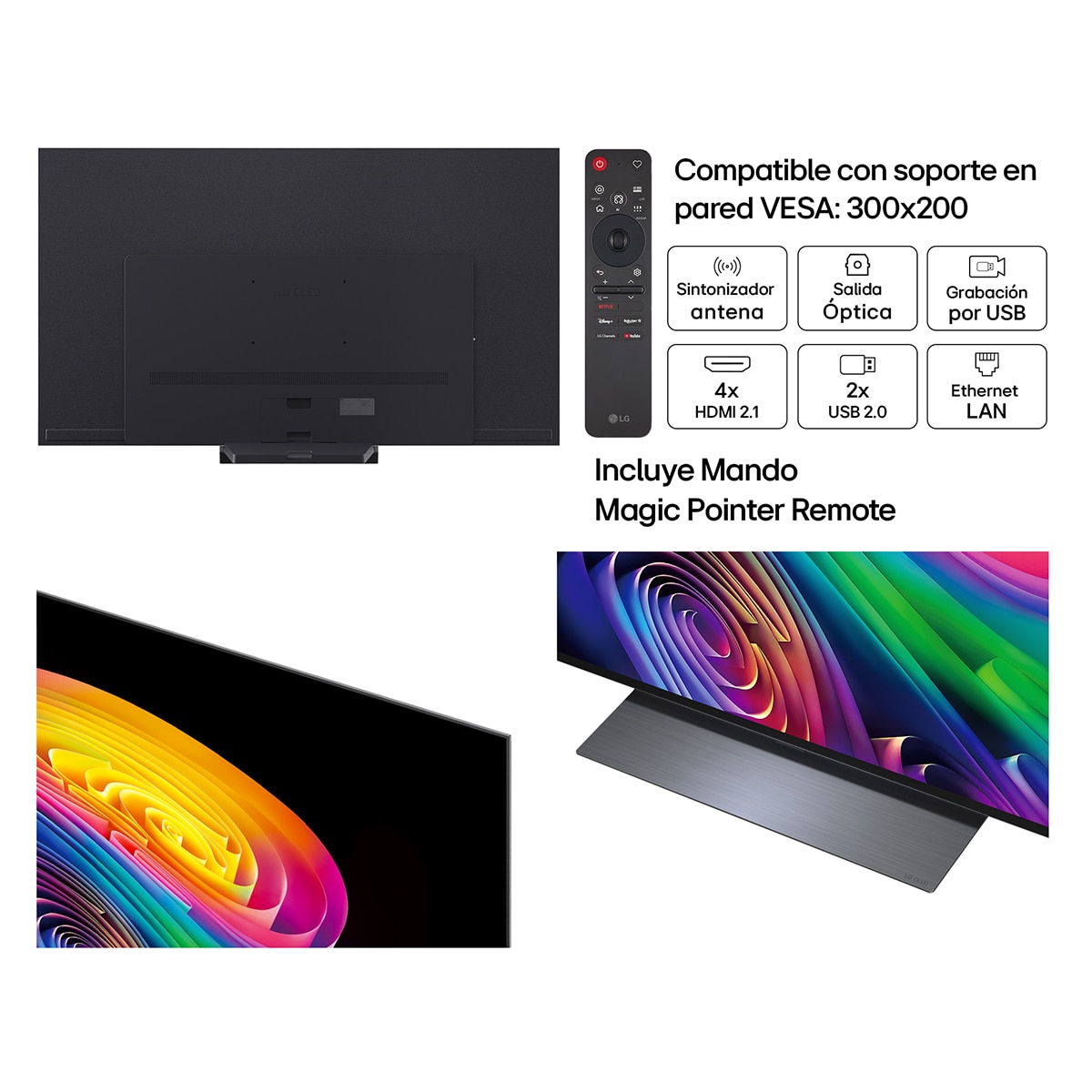 TV OLED evo 195 cm (77") LG OLED77C66LB 4K, Smart TV, AI, C6 (Reacondicionado Grado A) - Gris oscuro / Negro Gris oscuro / Negro-3