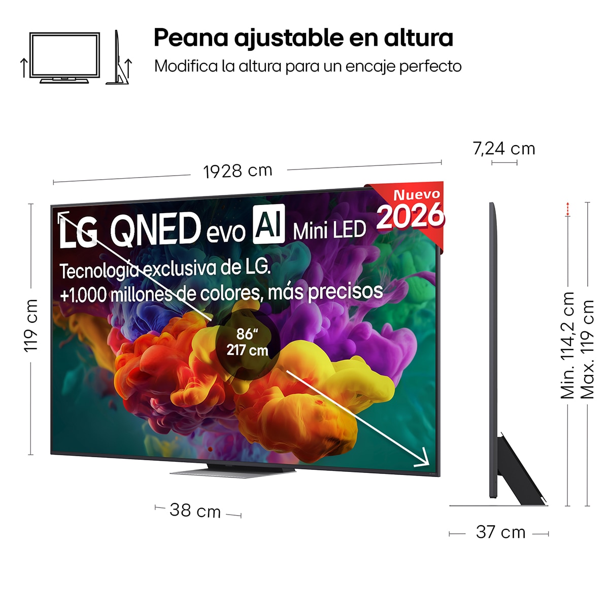 TV QNED evo Mini LED 217 cm (86") LG 86QNED87B6A 4K, Smart TV, AI, QNED87 (Reacondicionado Grado A) - Gris oscuro / Negro Gris oscuro / Negro-2