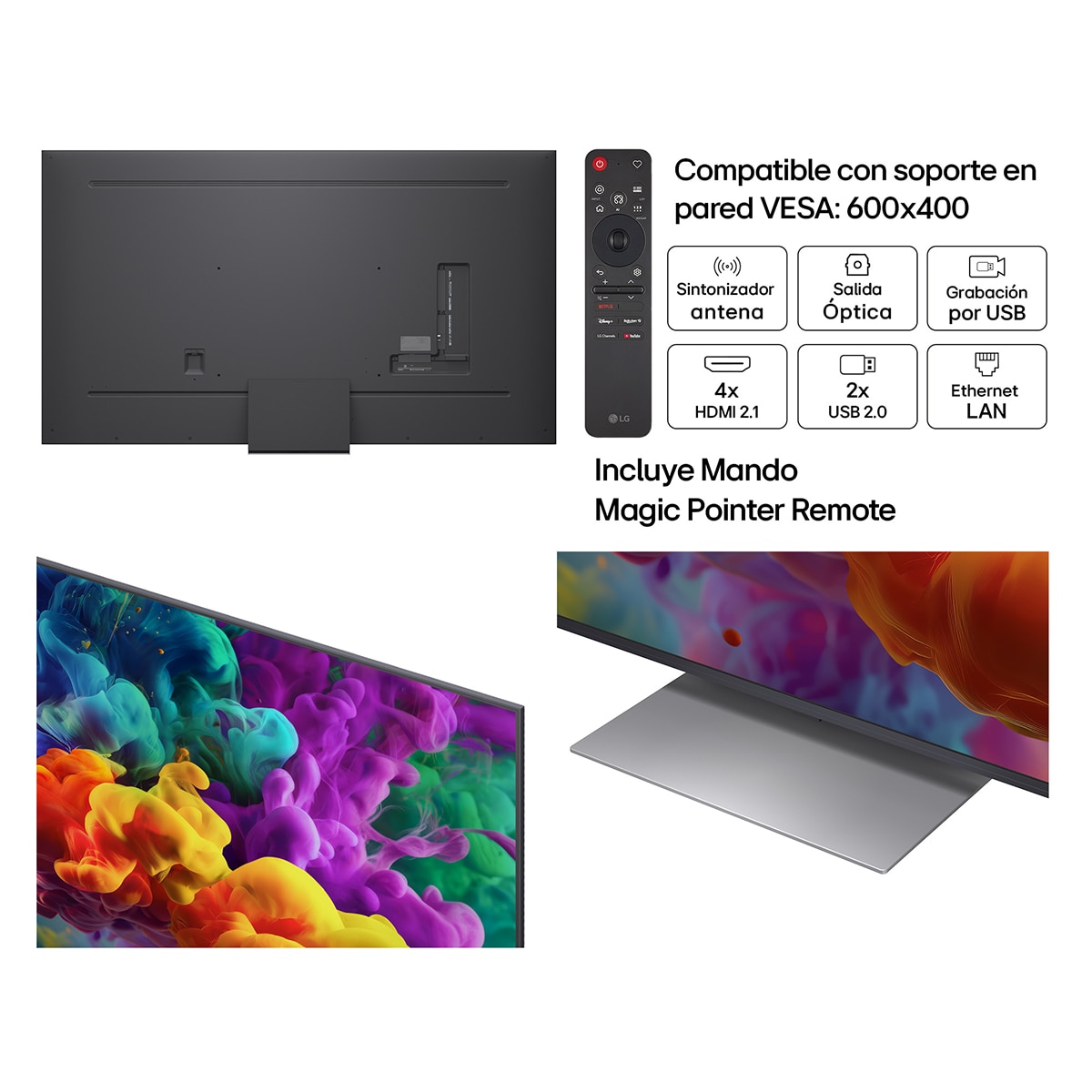 TV QNED evo Mini LED 217 cm (86") LG 86QNED87B6A 4K, Smart TV, AI, QNED87 (Reacondicionado Grado A) - Gris oscuro / Negro Gris oscuro / Negro-3