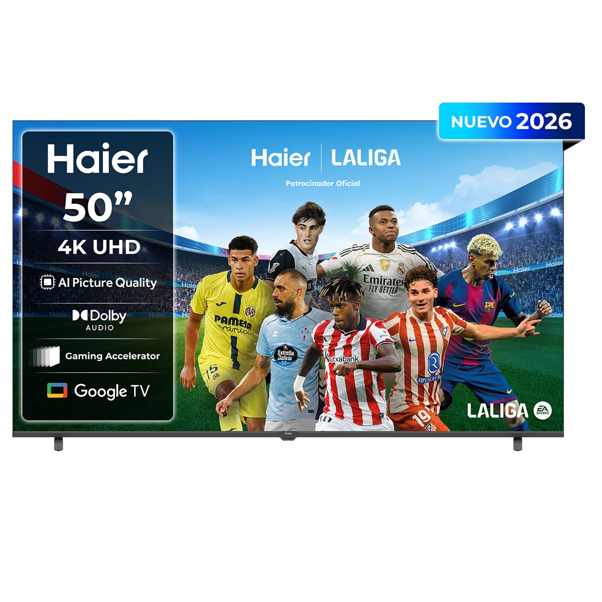 TV LED 126 cm (50") Haier K85 H50K85GUX 4K UHD, 60Hz, Google TV, HDR10, Dolby Audio, AIPQ (AI Picture Quality) (Reacondicionado Grado A) - Negro Negro-1