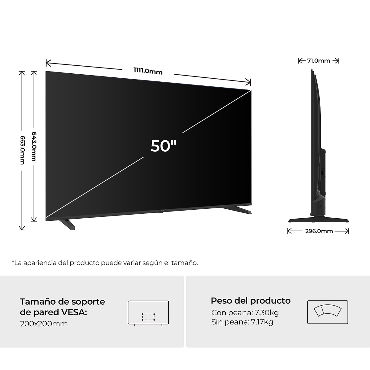 TV LED 126 cm (50") Haier K85 H50K85GUX 4K UHD, 60Hz, Google TV, HDR10, Dolby Audio, AIPQ (AI Picture Quality) (Reacondicionado Grado A) - Negro Negro-2
