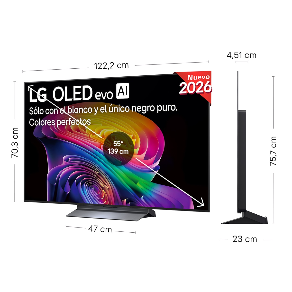 TV OLED evo 139 cm (55") LG OLED55C66LB 4K, Smart TV, AI, C6 (Reacondicionado Grado A) - Gris oscuro / Negro Gris oscuro / Negro-2