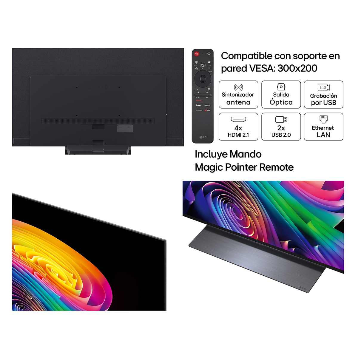 TV OLED evo 139 cm (55") LG OLED55C66LB 4K, Smart TV, AI, C6 (Reacondicionado Grado A) - Gris oscuro / Negro Gris oscuro / Negro-3