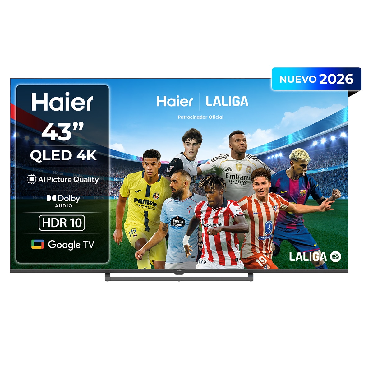 TV QLED 108 cm (43") Haier S80 H43S80GUX 4K UHD, 60Hz, Google TV, HDR10, Dolby Audio, AIPQ (AI Picture Quality) (Reacondicionado Grado A) - Negro Negro-1