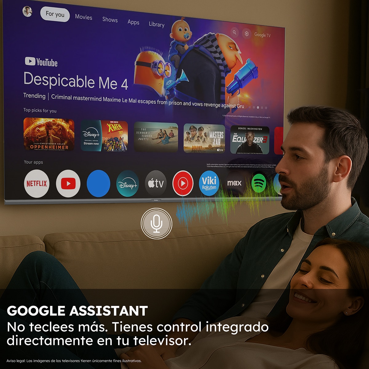 TV MiniLED 165cm (65") Haier H65M90EUX 4K UHD, Smart Google TV, Dolby Vision (Reacondicionado Grado C) 13