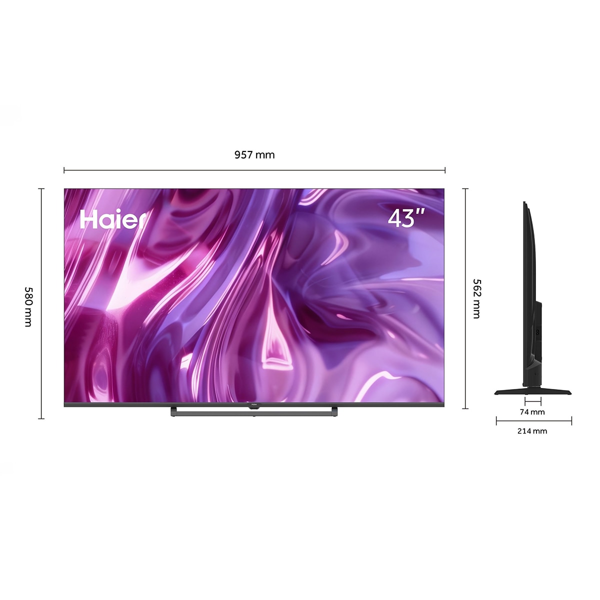 TV QLED 108 cm (43") Haier S80 H43S80GUX 4K UHD, 60Hz, Google TV, HDR10, Dolby Audio, AIPQ (AI Picture Quality) (Reacondicionado Grado A) - Negro Negro-2