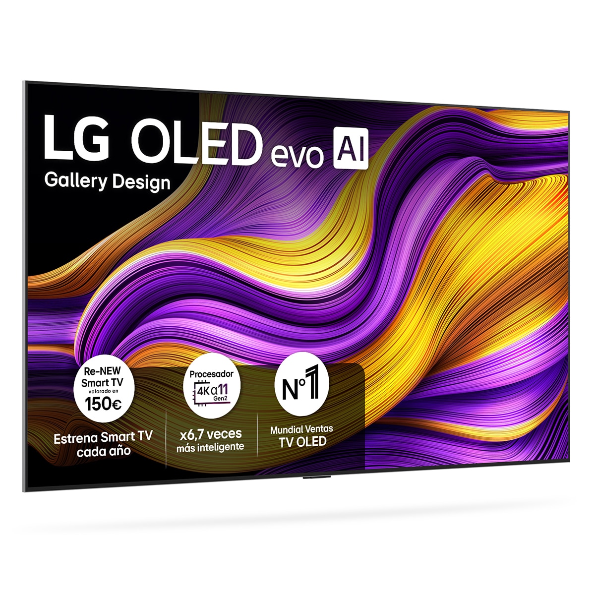 TV OLED evo AI G5 195cm (77") LG OLED77G55LW, Smart TV 4K, soporte pared incluido (Reacondicionado Grado C) - Negro Negro-1