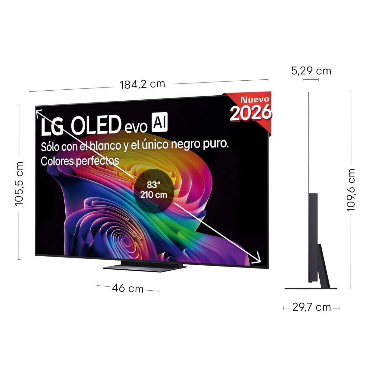TV OLED evo 210 cm (83") LG OLED83C66LB 4K, Smart TV, AI, C6 (Reacondicionado Grado A) - Gris oscuro / Negro Gris oscuro / Negro-2