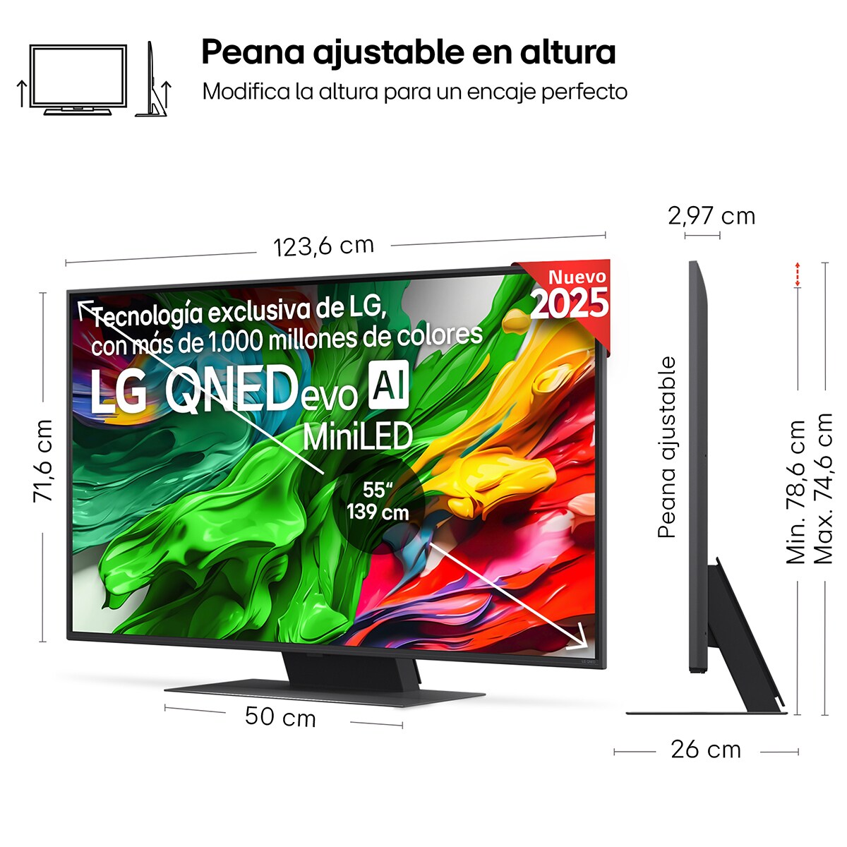 TV QNED evo MiniLED AI 139cm (55") LG 55QNED86A6A, 4K Smart TV (Reacondicionado Grado A) Negro-2