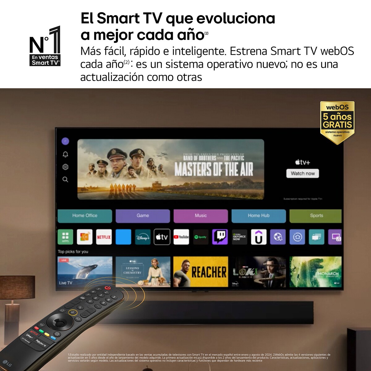 TV OLED evo* 164cm (65") LG OLED65G45LW 4K con Smart TV WebOS24 para instalar en pared con soporte incluido (Reacondicionado Grado C) Negro / Plata-6